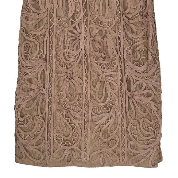 NEW Sue Wong Embroidered Mesh Cocktail Mini Dress Beige Women's Size 4 - Picture 4 of 7